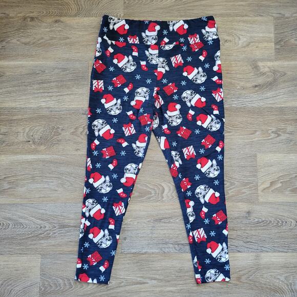 Christmas Cat Pajama Leggings Size 1X - Picture 1 of 7